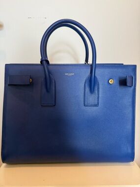 Saint Laurent Sac de Jour Bag Leather Large, Blue